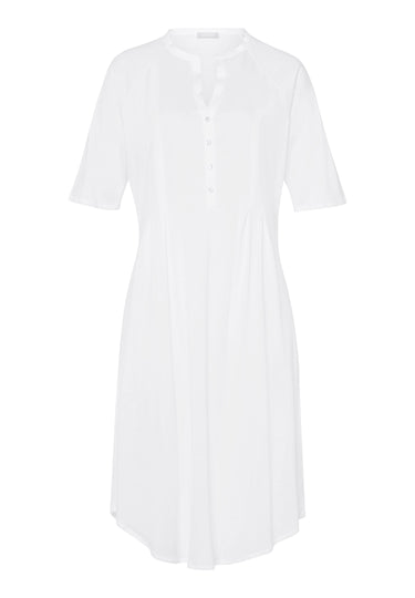 77954 Cotton Deluxe Short Sleeve Button Front Gown - 101 White
